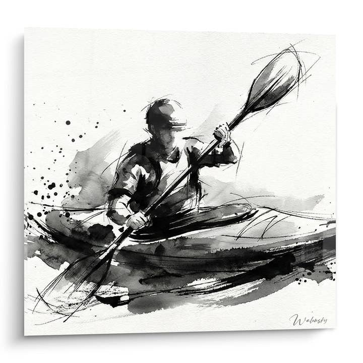 Kayakpaddlare Svart Bläck Tavla - Vattenpassion - Kajakupplaga för wholesale av Walensky