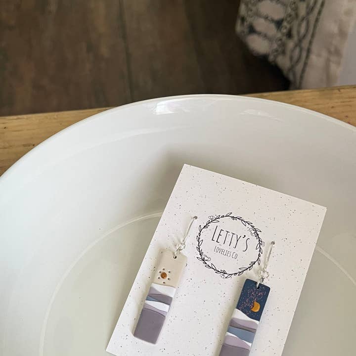 Day & Night Mountain Scene Earrings for wholesale by Letty’s Lovelies Co