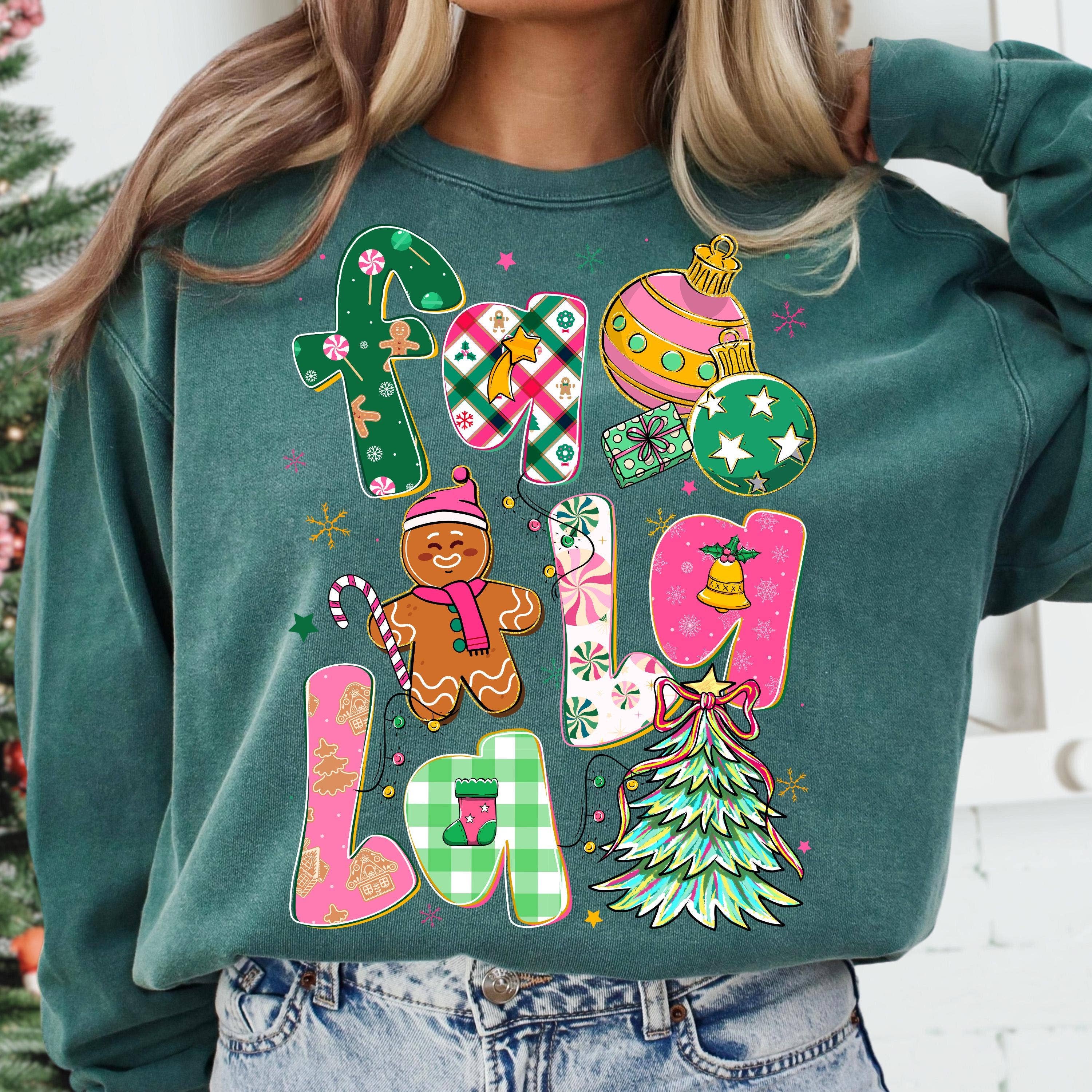 NVC Ecommerce LLC - Vente T-shirt à imprimés – femme - Falala Chemise, Sweat-shirt de Noël à paillettes colorées, Noël1