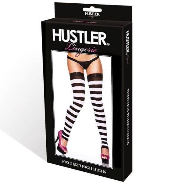 Hustler Lingerie Stripe Thigh High Black OS HH91 for wholesale on Faire0