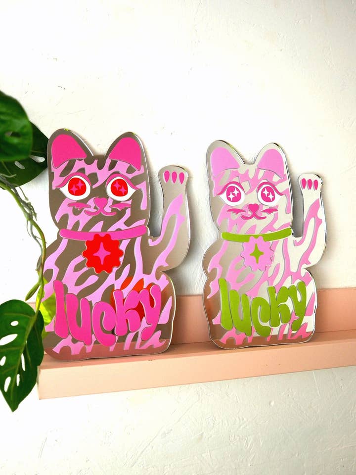 Lucky Cat Mirror for wholesale by Printed Weird
