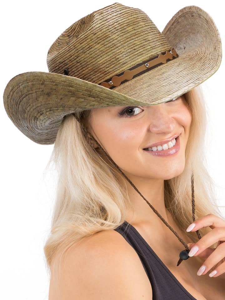 Sombrero Vaquero de Paja de Palma con Ojales Cattleman para venta al por mayor de Cap Zone