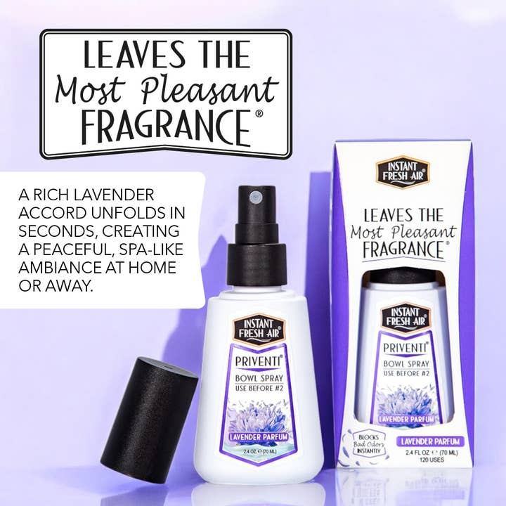 Instant Fresh Air - Wholesale Toilet Spray - Priventi Lavender Parfum 2.4 Oz., #2 Toilet Spray -Display2