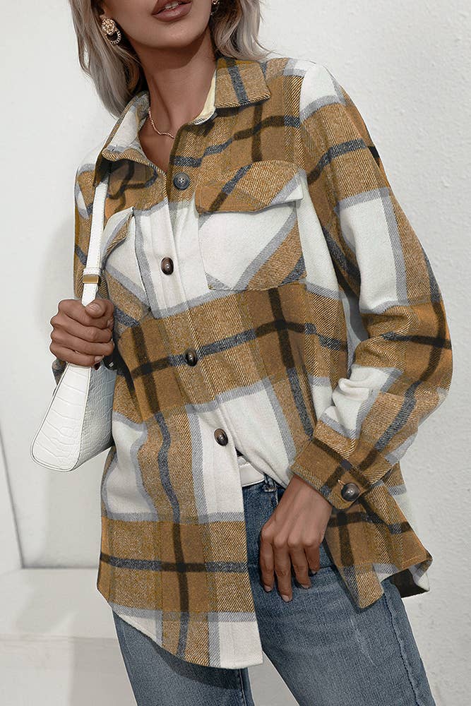 UNISHE - Wholesale Shirt Jacket/Shacket - Women's - TOPW439 Plaid Flannel Shacket Jacket23