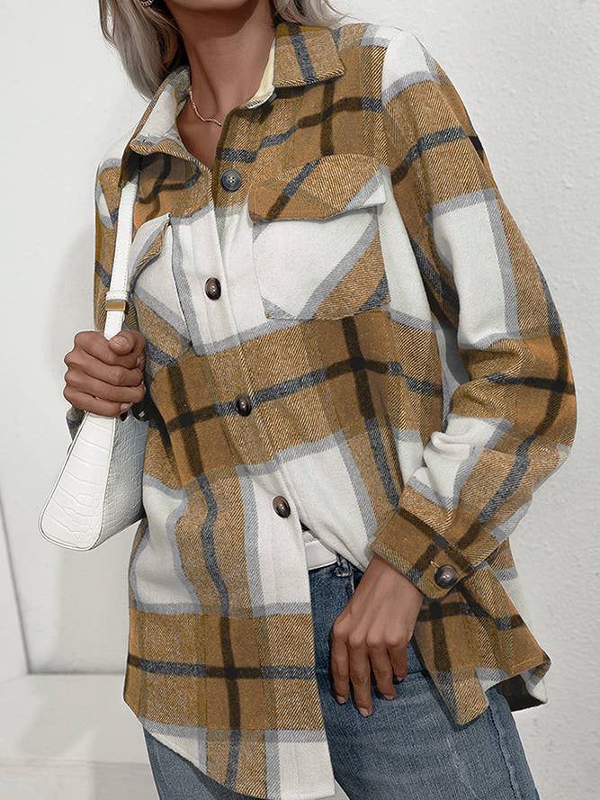 UNISHE - Wholesale Shirt Jacket/Shacket - Women’s - TOPW439 Plaid Flannel Shacket Jacket23