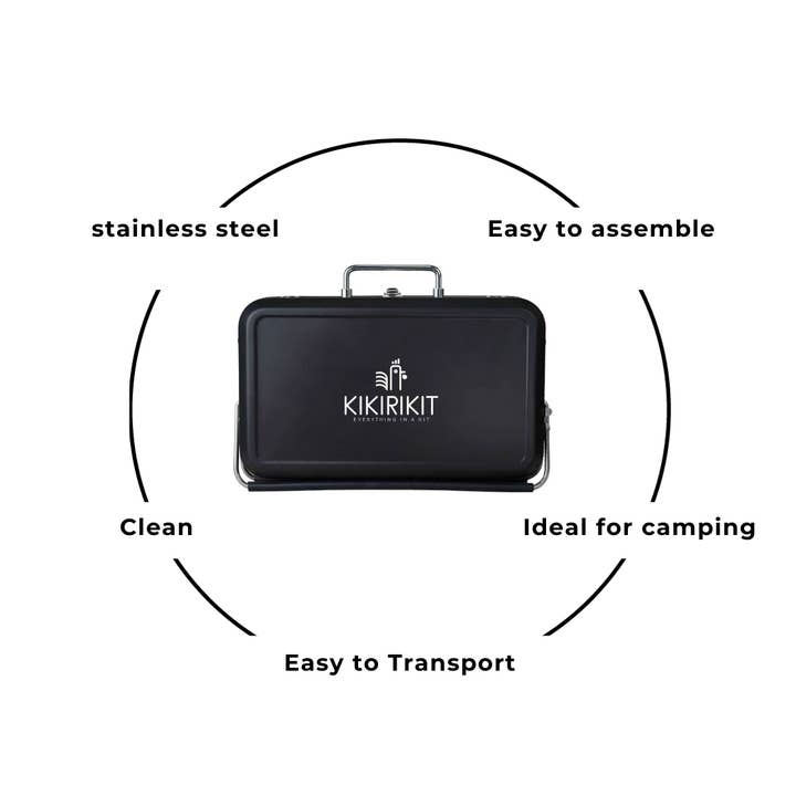 KIKIRIKIT - Wholesale Outdoor Grill Tools - Basic Kit Portable Foldable Black Charcoal Barbecue2