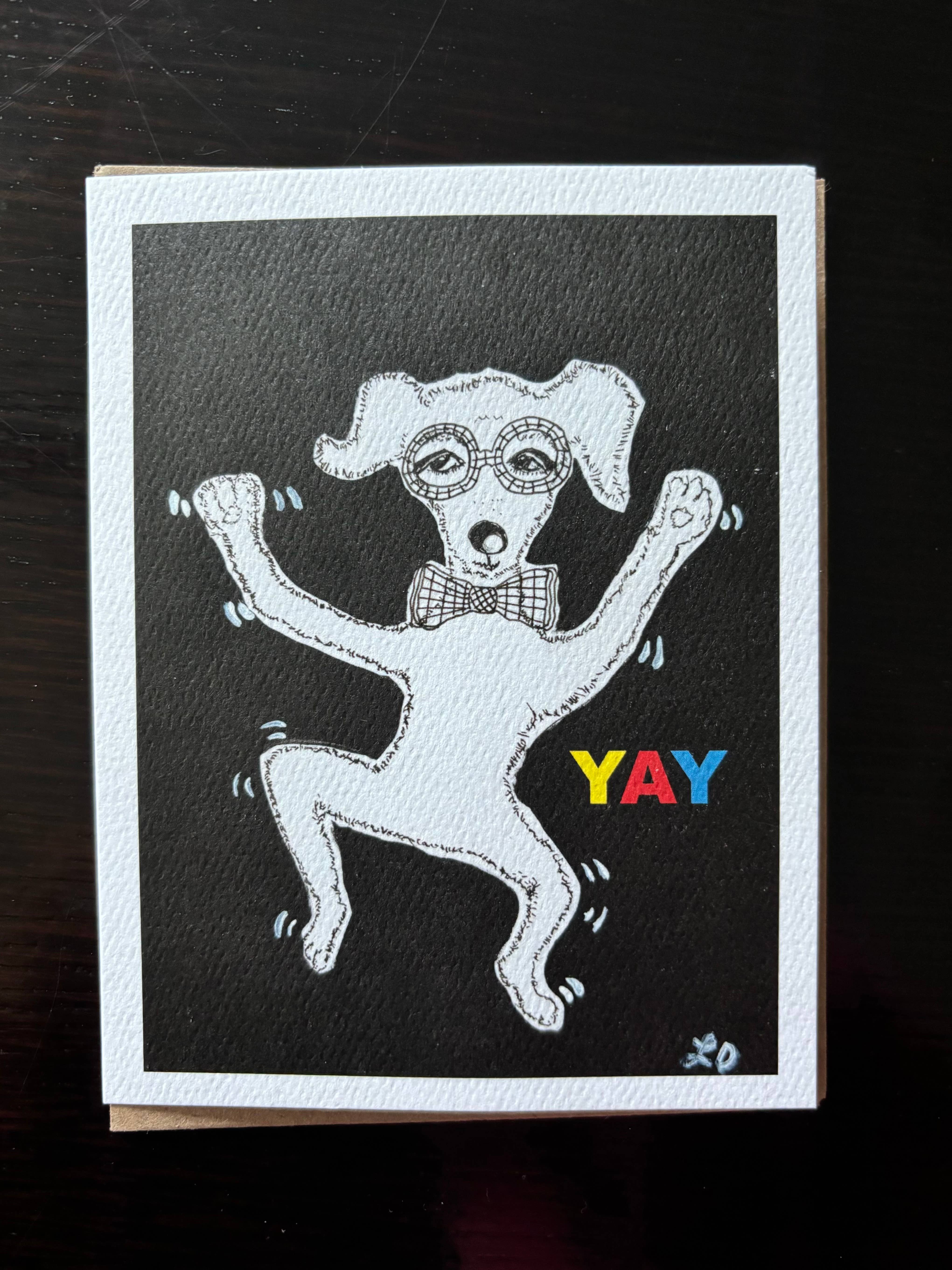 Bernie Street Studios - Vendita all'ingrosso Biglietti di auguri generici - Carta per animali domestici YAY Dancing Dog Happy Dog1