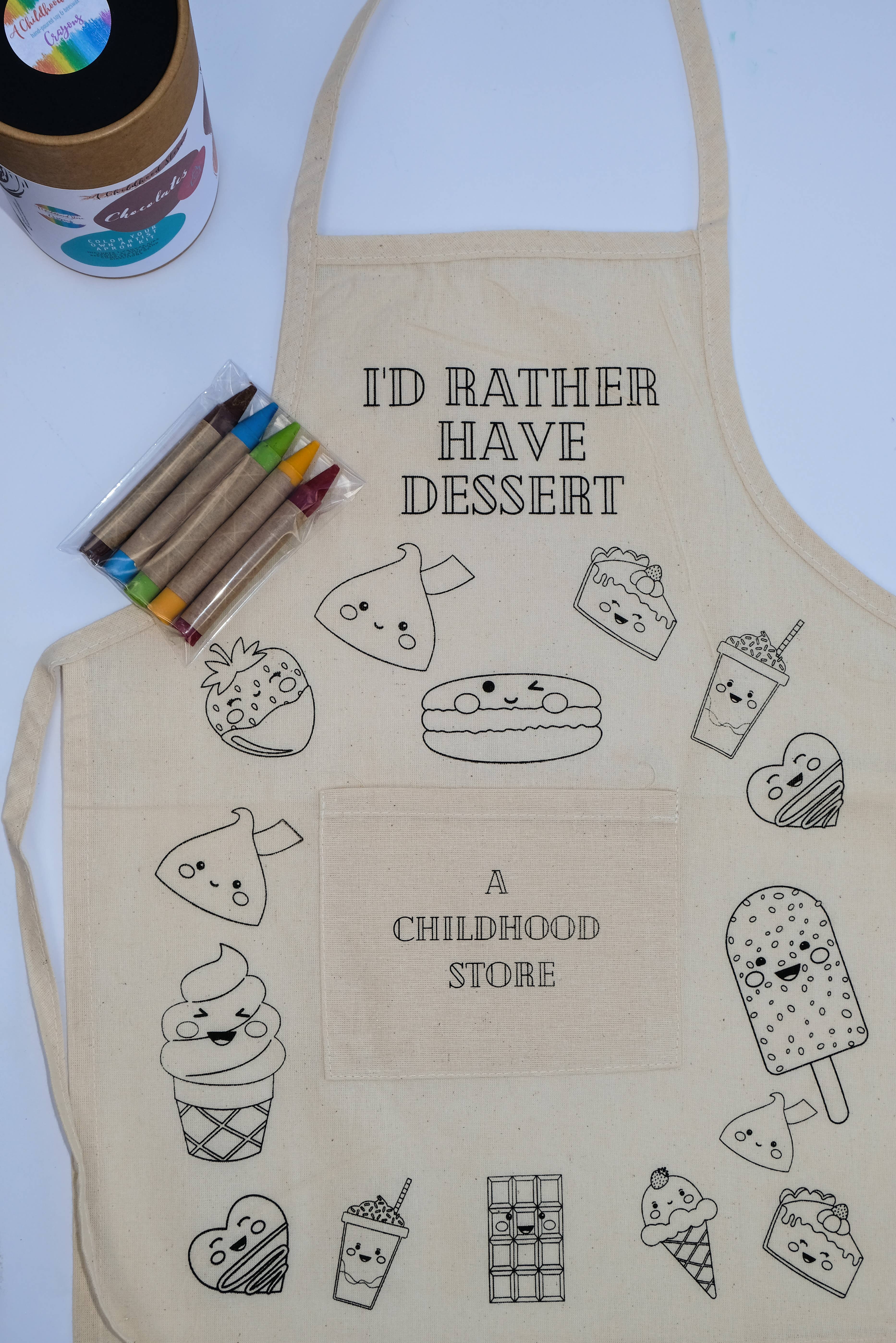 A Childhood Store - Wholesale DIY Craft Kit - Ice Cream: CYO Artist Apron Kit with Eco Friendly Crayons1