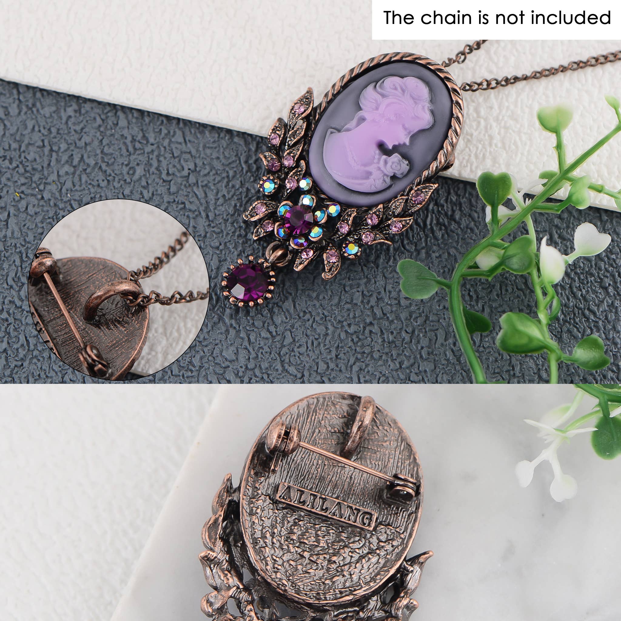 AK Brand - Wholesale Brooch - Vintage Victorian Cameo Brooch Maiden Flower Ribbon Bow52