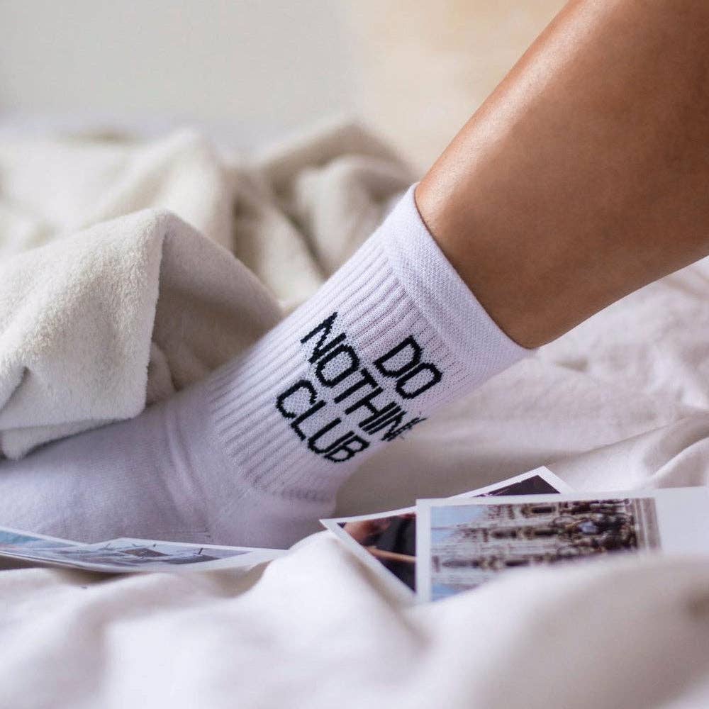 Do Nothing Club Tennis Socks - White for wholesale on Faire2