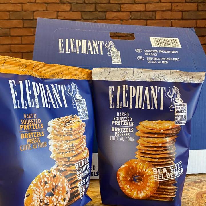 Elephant - Wholesale Pretzels - 1105 - ELEPHANT Pretzels with Black&White Sesame 10.58oz4
