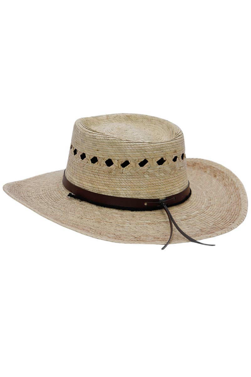 Cap Zone - Wholesale Cowboy Hat - Women's - Round Porkpie Crown Palm Straw Cowboy Hat4