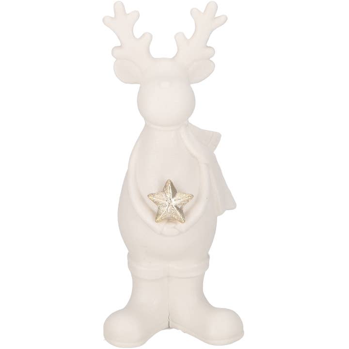 Renna Gilles in ceramica con stella in bianco opaco per la vendita all'ingrosso da parte di Vosteen