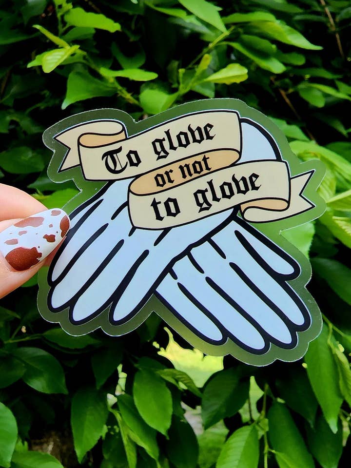 Archival Gloves Clear Sticker, Archivist Sticker for wholesale by The Dungeon Rose