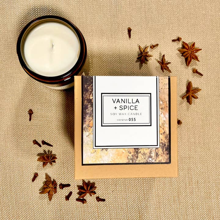 Vanilla + Spice Soy Wax Candle for wholesale by Nicole Rose Studio
