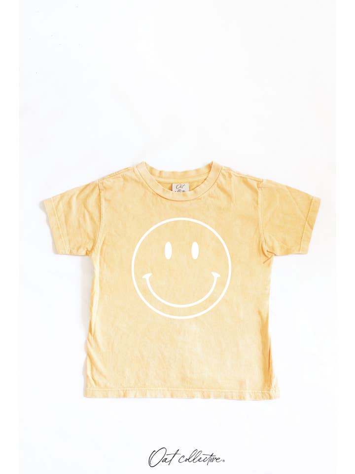 OAT COLLECTIVE - Wholesale Screen Printed T-Shirt - Kids - SMILEY FACE Toddler Washed Graphic Top