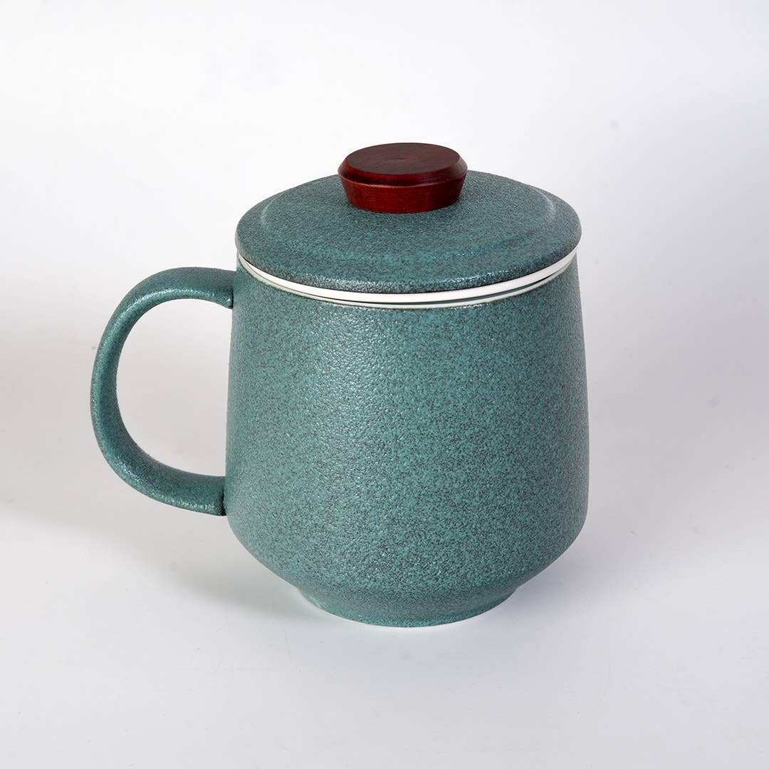 Urban Tokyo – wholesale Coffee mug – 12oz Tea Mugs with Lid and Infuser for Loose Leaf Tea Mountain Design Green (4/48)3