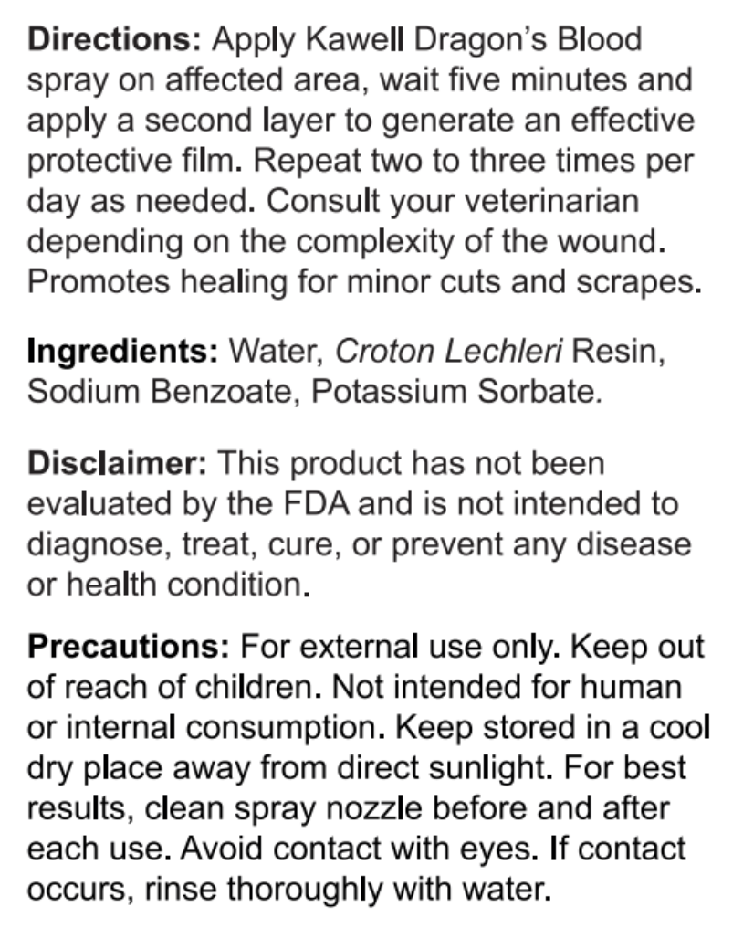 Kawell USA - Wholesale Horse Conditioner/Grooming Aid - Dragon's Blood Natural Wound Spray - For Horses6