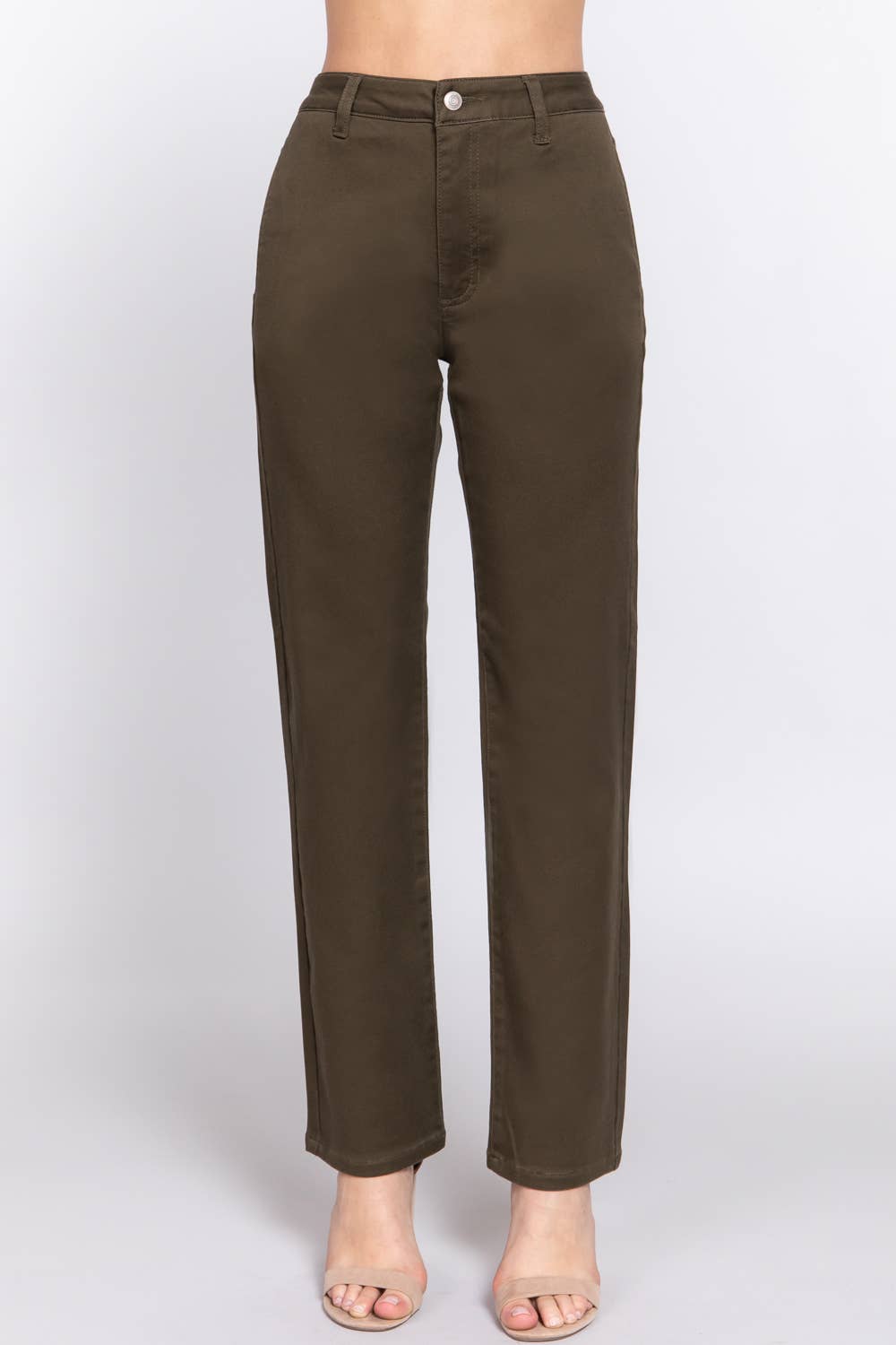 Active Basic | Active USA - Vendita all'ingrosso Pantalone - Donna - Pantaloni lunghi dritti in twill elasticizzato8