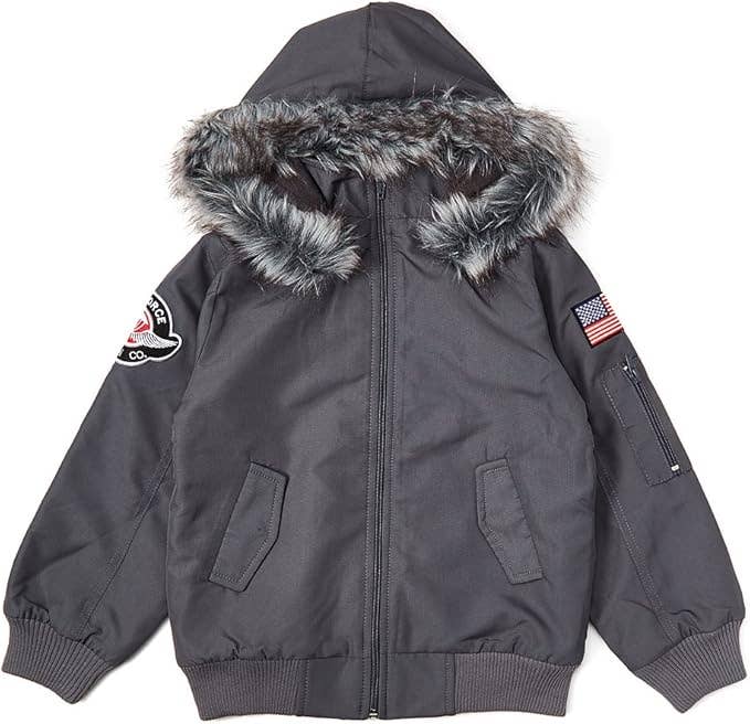 iGirlDress – Casaco - Crianças por atacado – Casaco com Capuz de Pêlo para Meninos Grandes Inverno Força Aérea Bombardeiro1