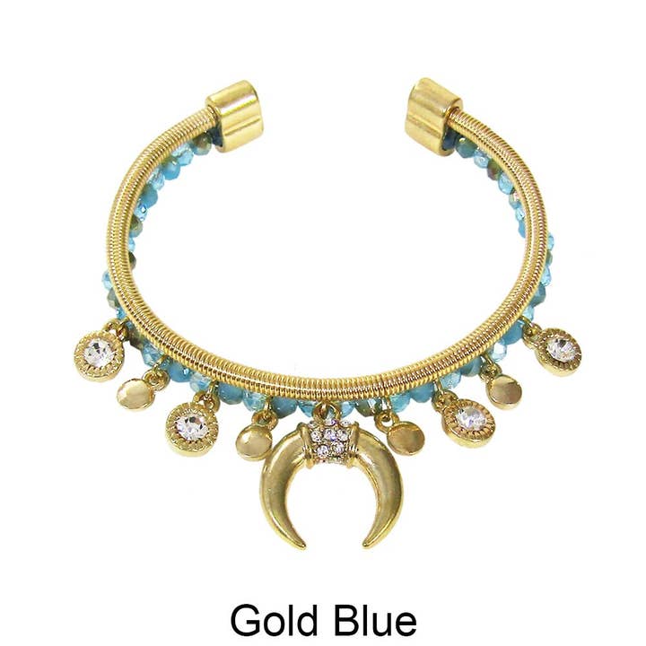 TheTizana - Wholesale Cuff bracelet - Two Line Crystal Stoned Charm Beads Cuff Bracelet1