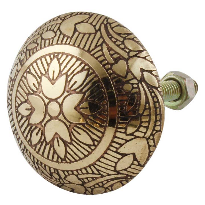 Unique Kitchen Drawer Knobs Floral Brass Gold Pull -1 Piece for wholesale by Daana Paani LLC