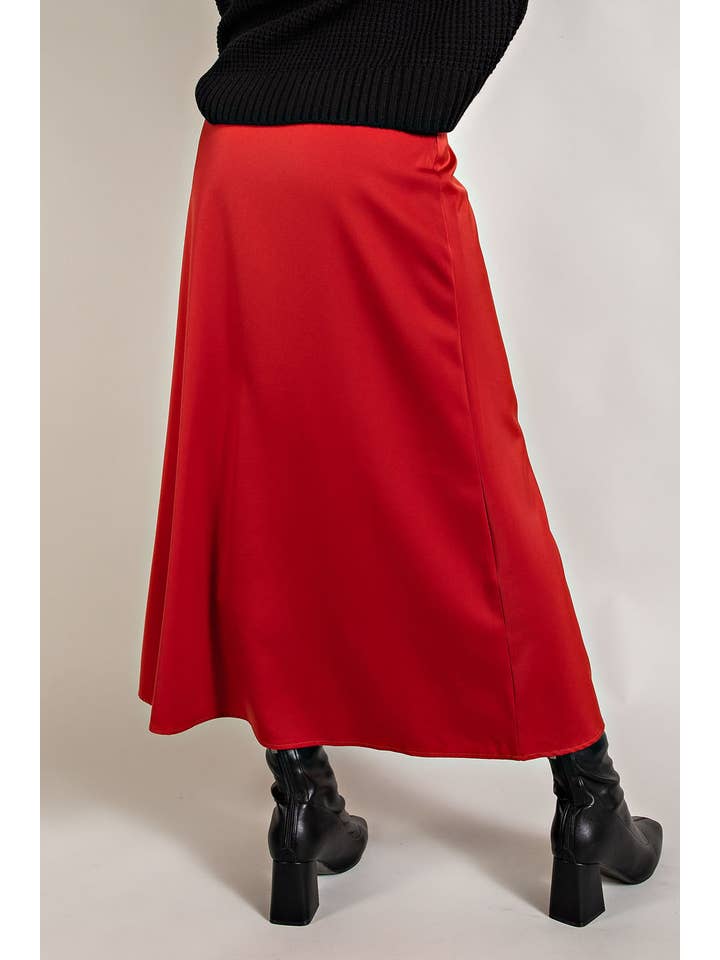 FSL Apparel - Wholesale Skirt - Women's - IS8028 - SATIN FLARED SKIRTS WITH SIDE SLIT4