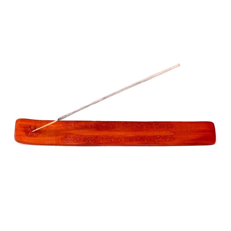 Puckator Ltd – wholesale Rökelsehållare – Mango Wood Ashcatcher Rökelsebrännare med blomgravyr2