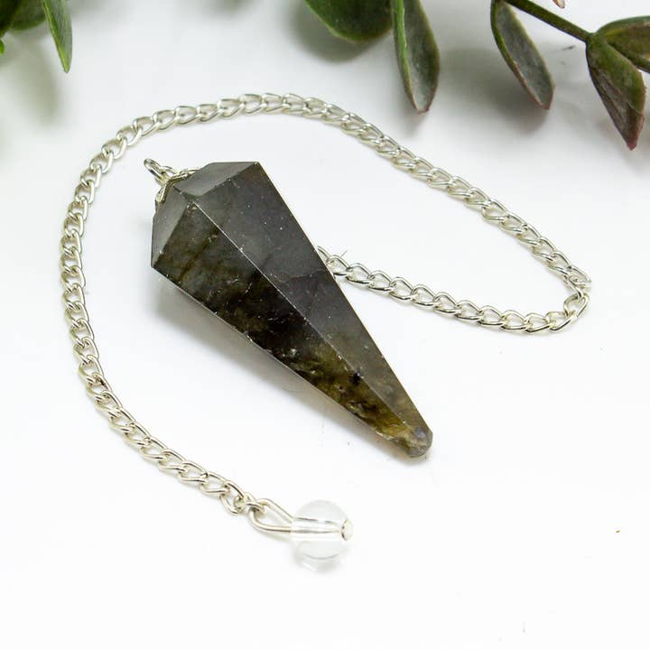 Labradorite Gemstone Pendulum Silver Color Chain for wholesale by Quasar Gems USA