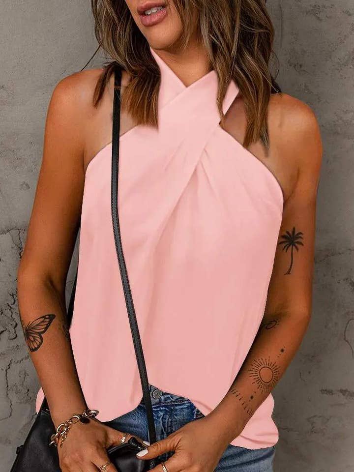 Flarix - Wholesale Blouse – Women’s - crisscross halter casual tank top10