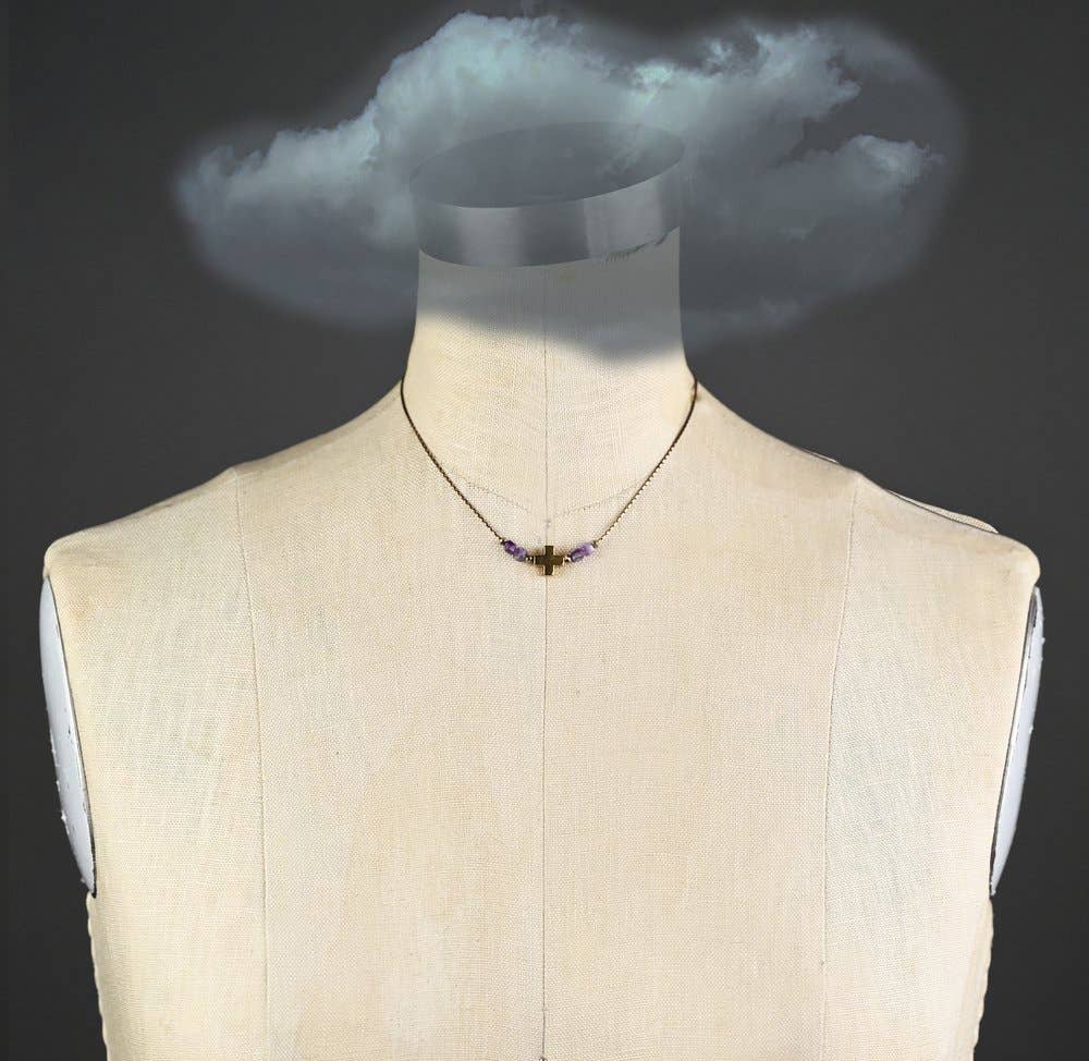 KBD Studio – Engroshandel Halskæde med vedhæng – Golden hæmatit kors m/ædelstene på delikat kædehals1