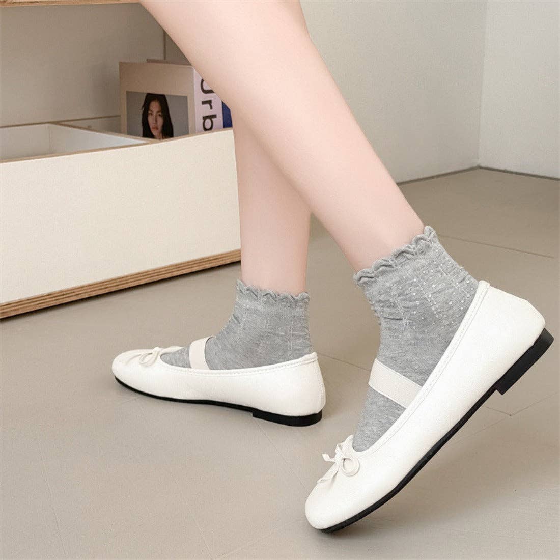 Funkyrel® Atzbranding Limited - Wholesale Socks - Women's - Rufia - Bubble Trim Solid Low-Cut Socks6