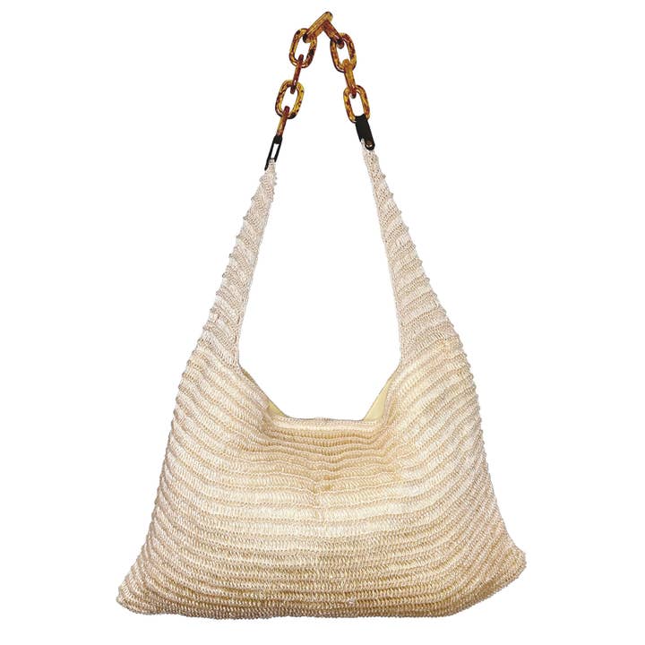 Anju Jewelry - Wholesale Crossbody Bag - Women's - Cora Beaded Cotton Sling Bag with Chain Strap