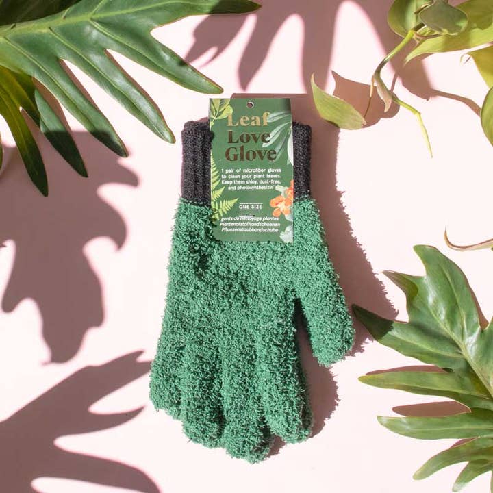 Botanopia - gifts , decor and cards for plant lovers - Wholesale Garden Gloves - Leaf Love Gloves - Microfiber dusting gloves for plants