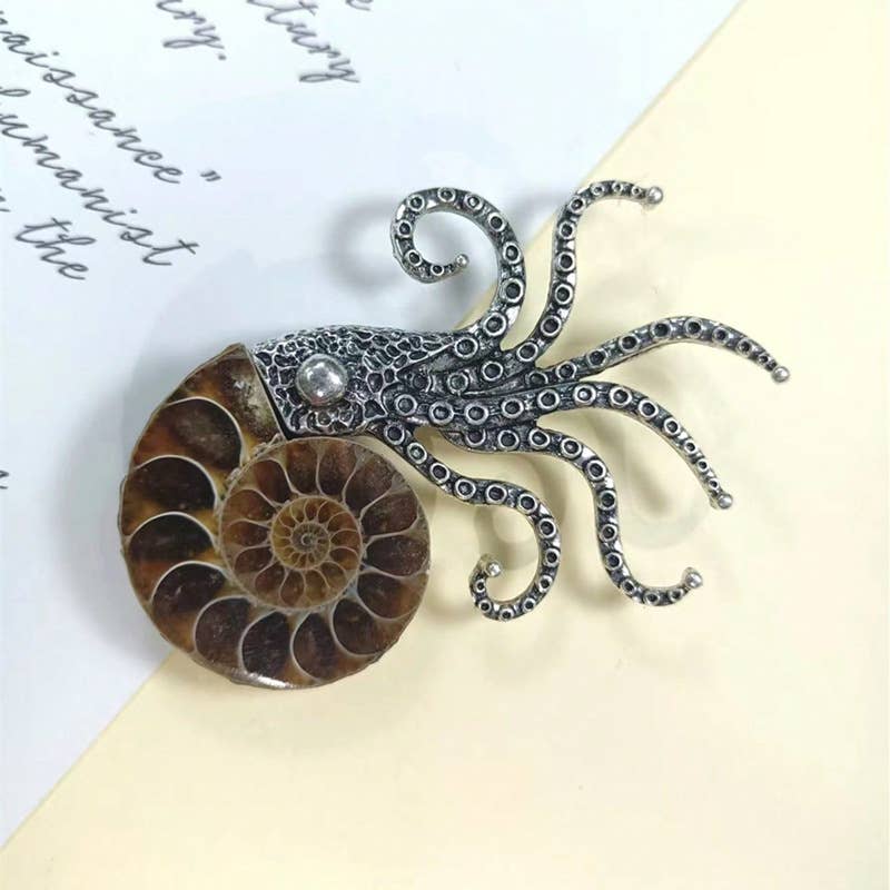 Tourtiwi - Venta al por mayor Broches - Colgantes de Broche Diseñados con Ammonite Prehistórico y Pulpo1