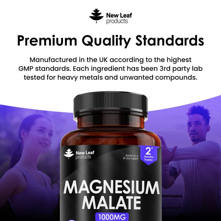 New Leaf products Ltd – wholesale Oral supplement/vitamin – Magnesium Malate Capsules (120) High Strength 1000mg Vegan3