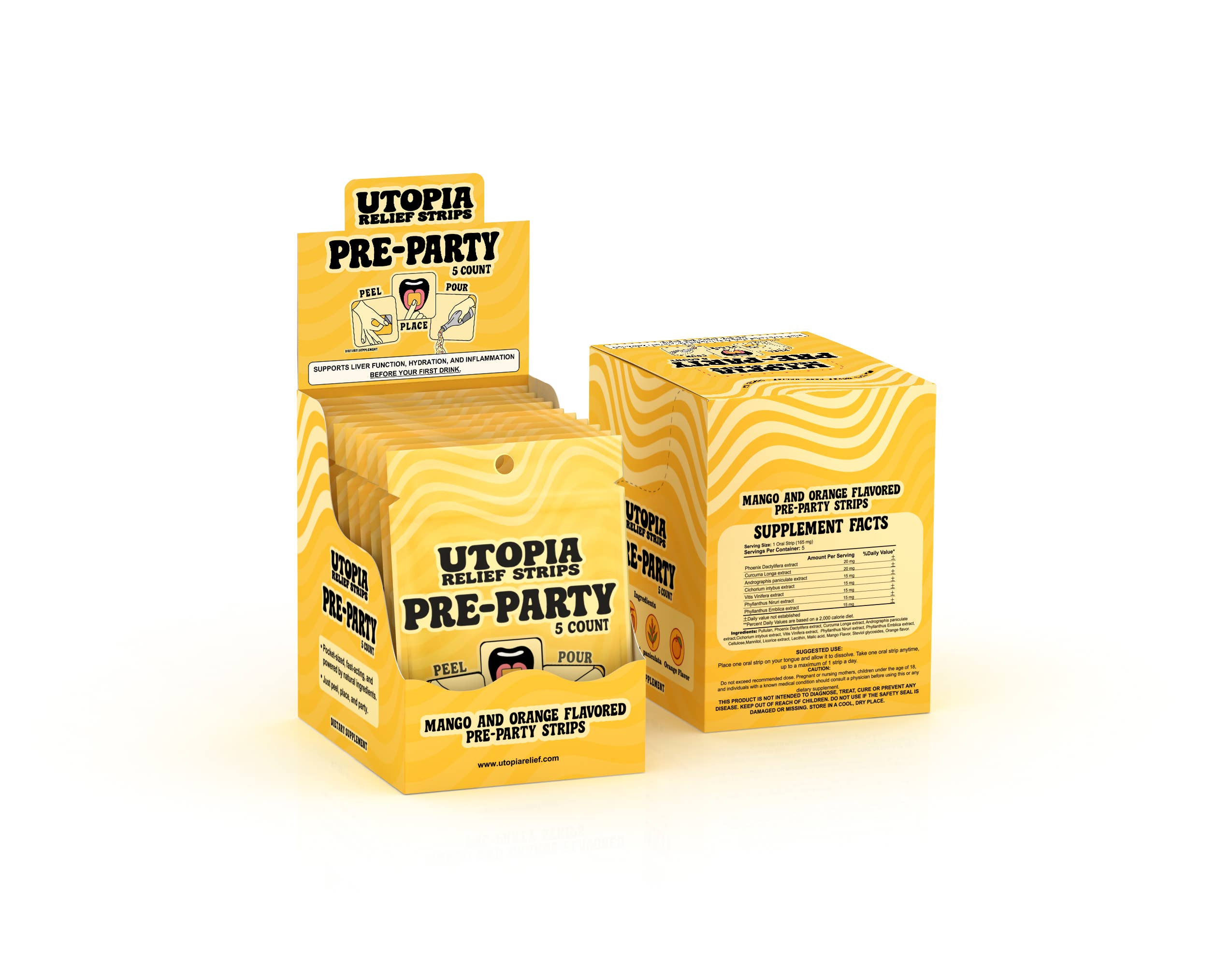 Utopia Relief Strips - Vendita all'ingrosso Vitamine/integratori orali - Strisce Pre-Party (5 pezzi) - Espositore da banco incluso9