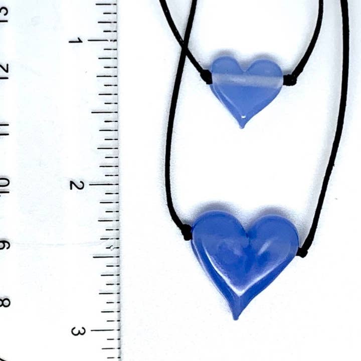 Ironwood Glassworks - Wholesale Pendant/Charm Necklace - Red + Purple Rose Confetti and Clear Glass Heart Necklace