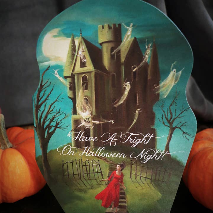JANET HILL STUDIO - Wholesale Halloween Card - Have A Fright On Halloween Night Die Cut Card.