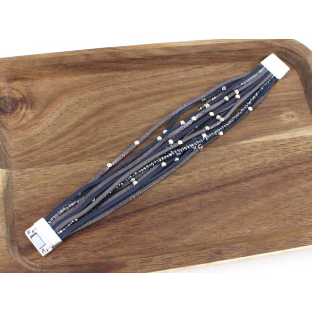 Pretty Persuasions - Wholesale Bangle Bracelet - B25241 Multi-String Magnetic Closure Leather Bracelet3