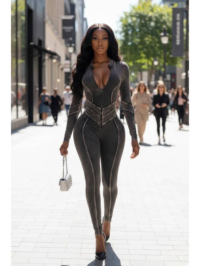 Dalia Studio - Vente Combinaison – femme - COMBINAISON DOS OUVERT À CHEVRON LAVAGE MINÉRAL13