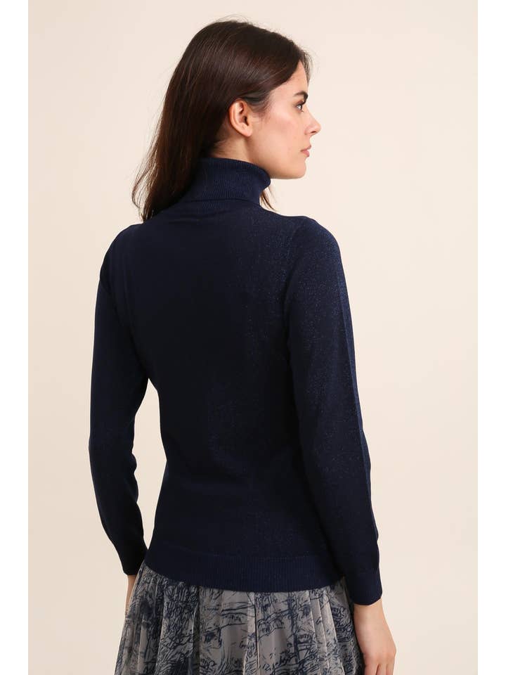 CHOKLATE PARIS – Pulôver - Mulher por atacado – Suéter gola alta em malha de Tencel e lurex - 88099