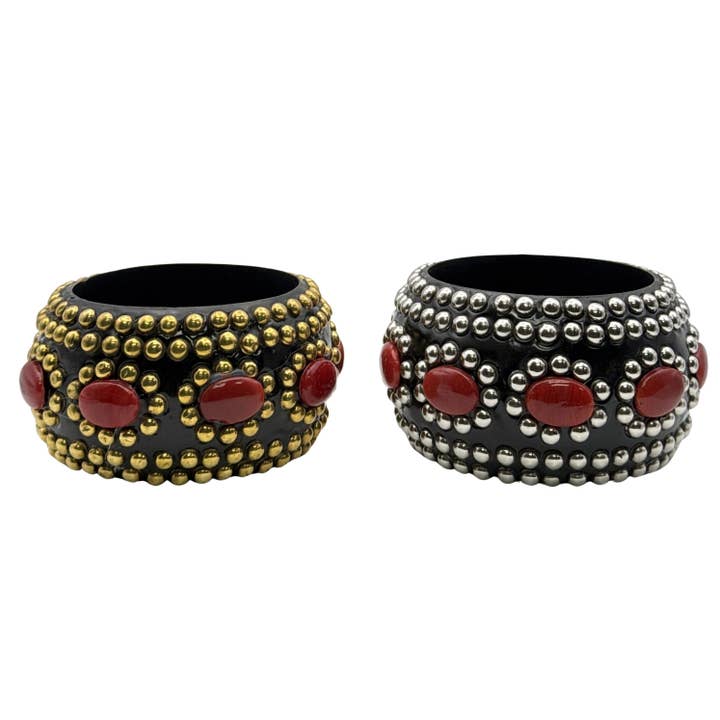 Brass Red Enameled Open Cuff Bangle for wholesale by Treasure Jewelry