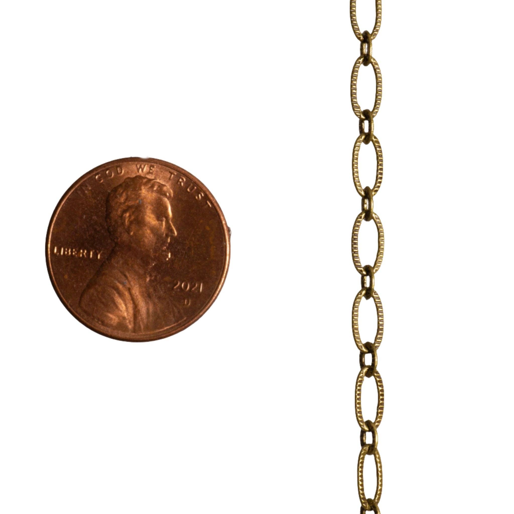 Continental Beads - Wholesale Craft Supplies - 6.4mm x 3mm Textured Oval Cable Chain Sold by The Foot - CH 82013