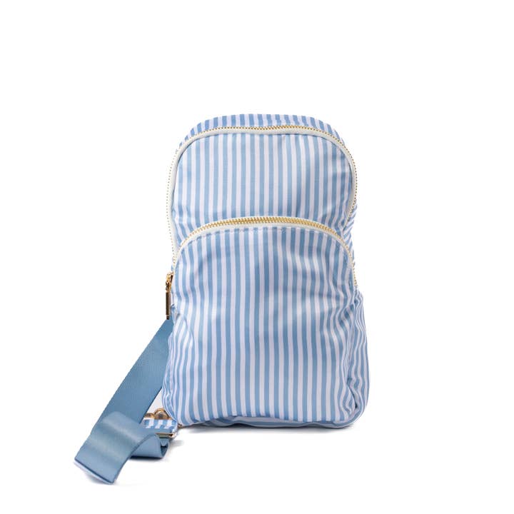 Blue Stripes Sling Bag for wholesale by Elyse Breanne Design