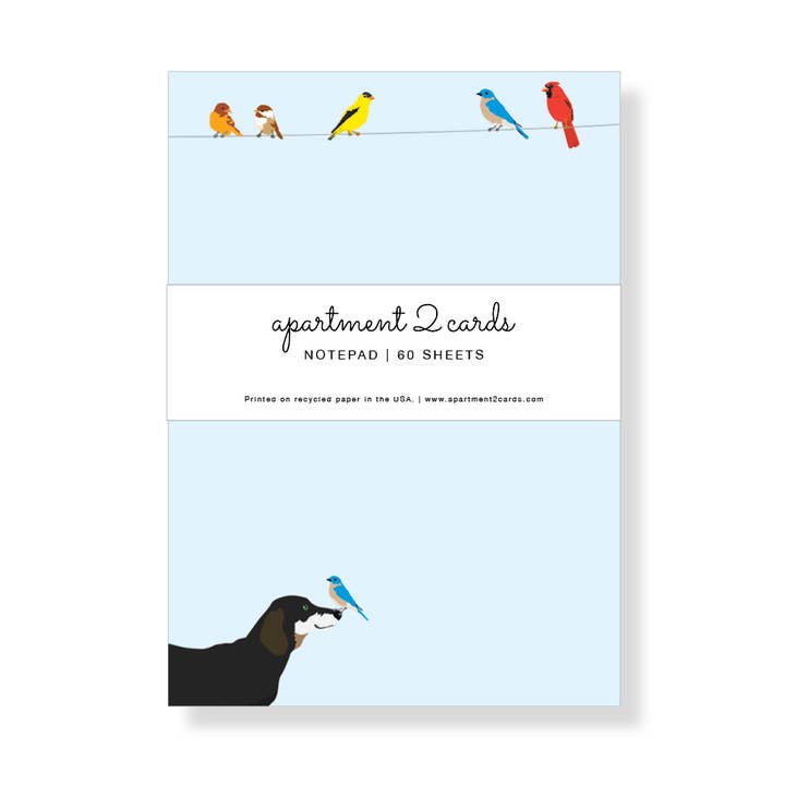 Dachshund Birds on a Wire 4.75x6.5" Notepad for wholesale by Apartment 2 Cards