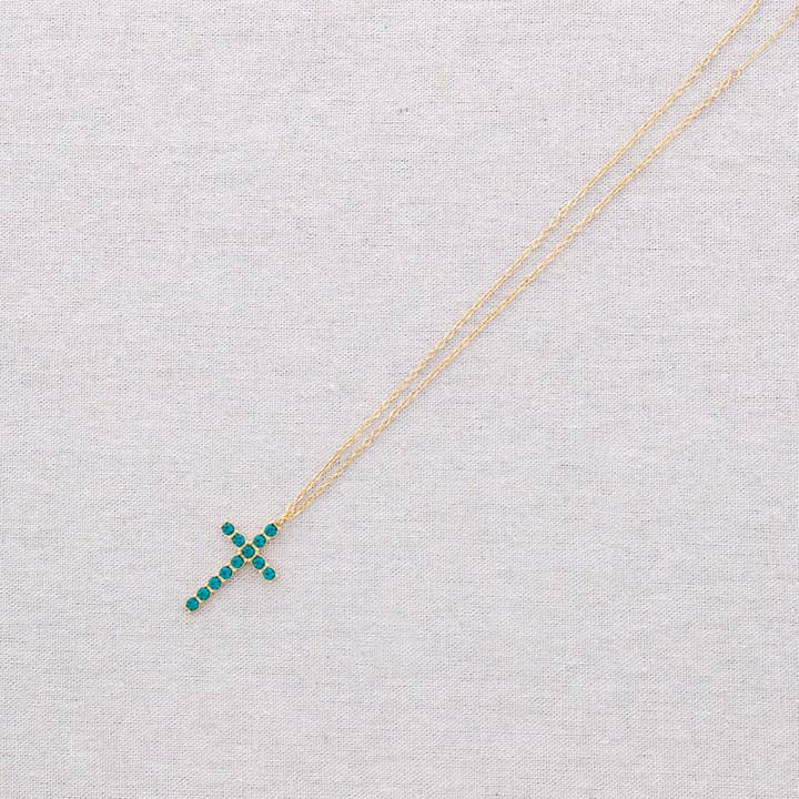 Collier Long Acier Pendentif Croix Cristaux pour la vente par Sonata