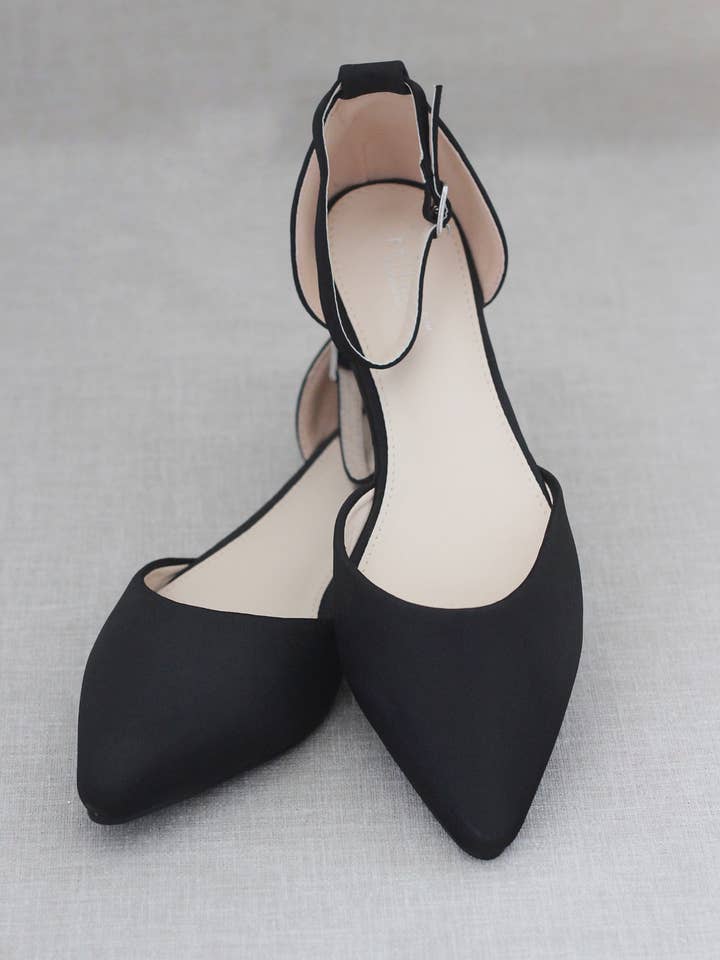 Kailee P. - Wholesale Flats - Women's - Satin Pointy Toe Flats with Ankle Strap15