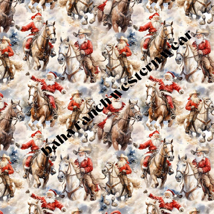 BAHA RANCH WESTERN WEAR - Wholesale Sleepwear Set - Men's - Western Santa Christmas Men's Pajamas1