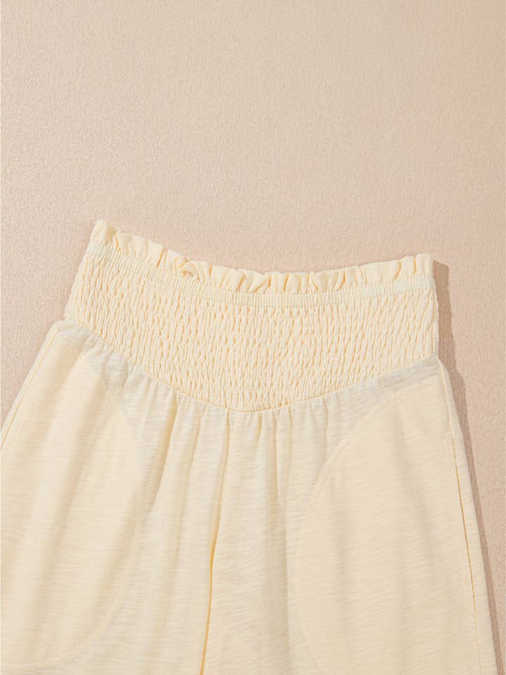 Beige Solid Tank and Smocked Pants Summer Set for wholesale on Faire